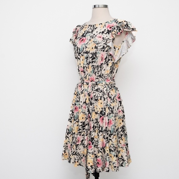 Lauren Ralph Lauren. New! Knit Floral‎ Ruffle Sleeve Dress. - Picture 9 of 12